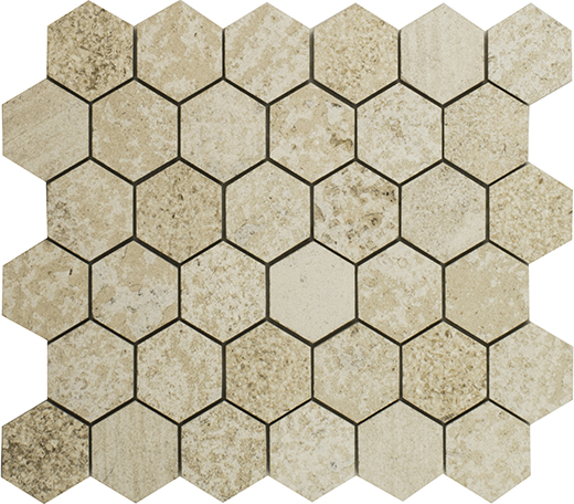 Gascogne Beige Gascogne Beige Electron/Honed 2" Hexagon | Limestone | Floor/Wall Mosaic