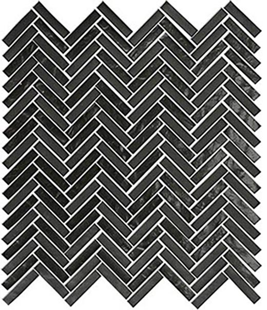 Glimmer Black Nickel Mix Herringbone | Glass | Wall Mosaic