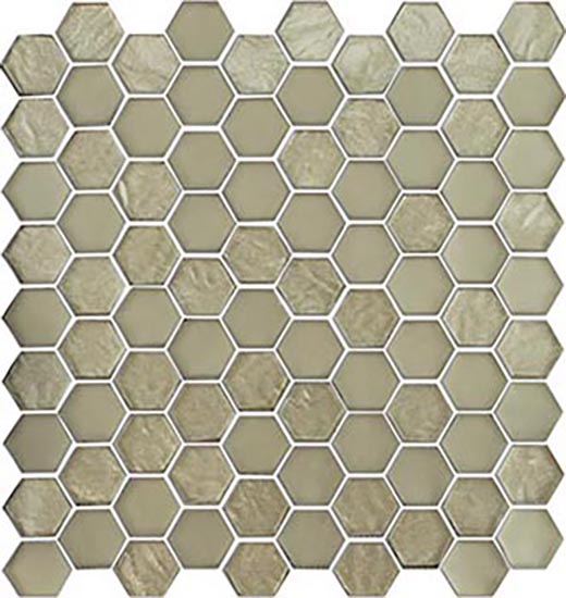 Glimmer Gold Mix Hexagon | Glass | Wall Mosaic