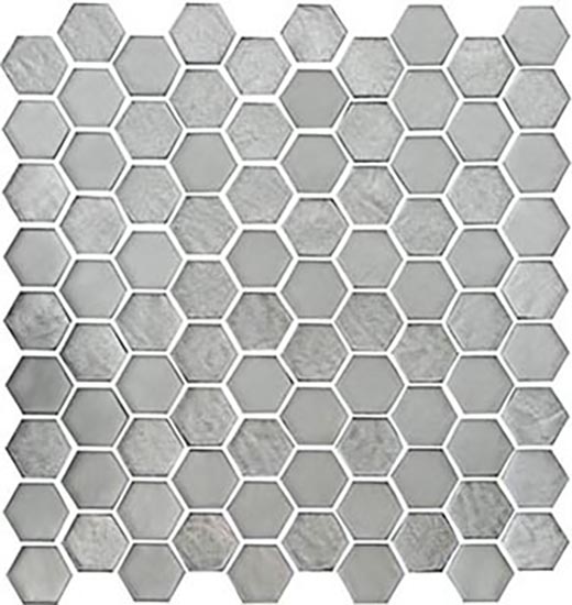 Glimmer Silver Mix Hexagon Glass | Enamel | Metal Tile | GENROSE