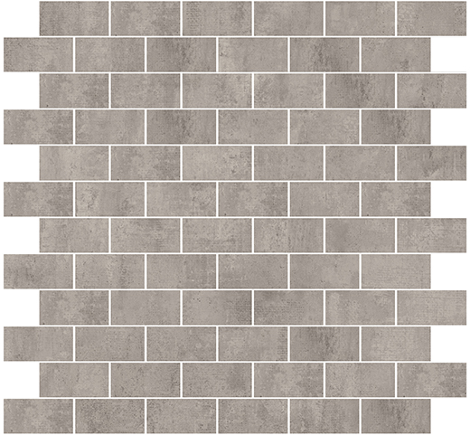 Highway Fog Honed 1"x2" Brick (12"x12" Mosaic Sheet) | Color Body Porcelain | Floor/Wall Mosaic