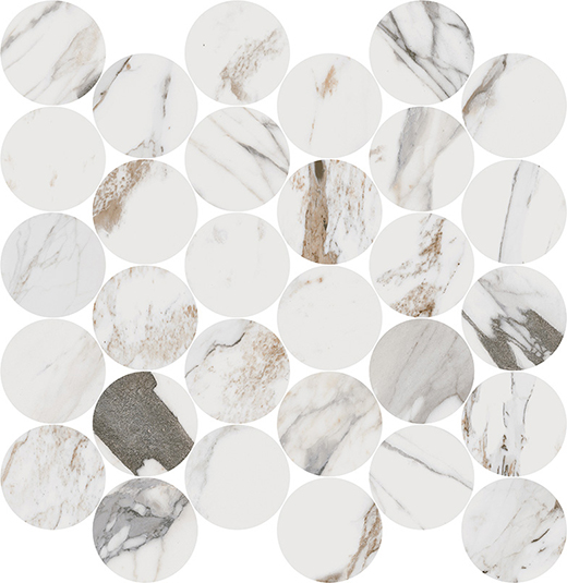 Indalgo Breccia Capraia Matte 2.5" Circle Mosaic (14"x14" Sheet) | Color Body Porcelain | Floor/Wall Mosaic