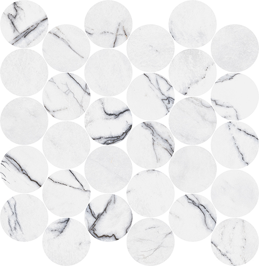Indalgo Lilac Polished 2.5" Circle Mosaic (14"x14" Sheet) | Color Body Porcelain | Floor/Wall Mosaic