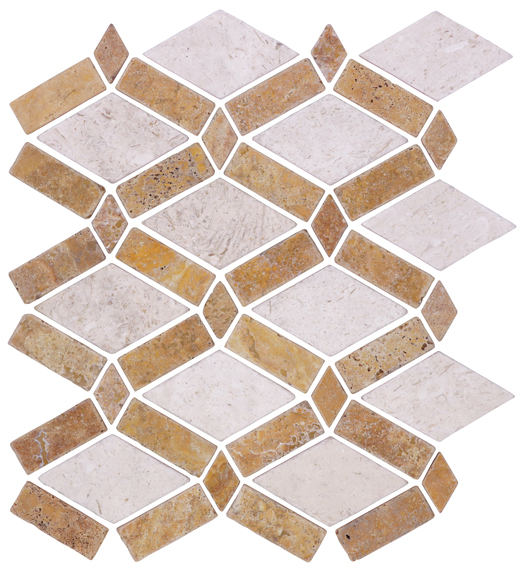 Irish Cream Irish Cream Lightly Tumbled Karat Mosaic w/ Yellow | Limestone | Floor/Wall Mosaic