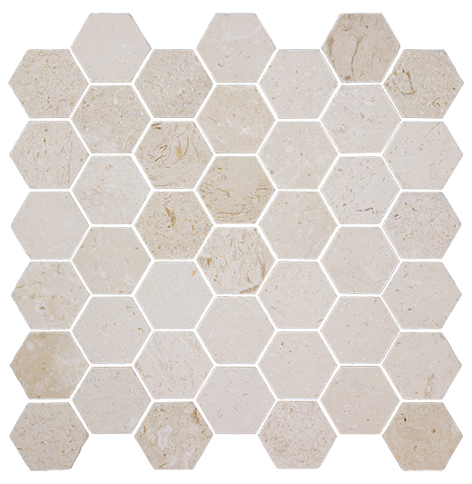 Irish Cream Irish Cream Tumbled 2" Hexagon | Limestone | Floor/Wall Mosaic