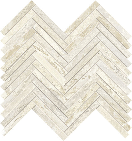 Jewelstone Ivory Polished 1"X3" Herringbone | Color Body Porcelain | Floor/Wall Mosaic