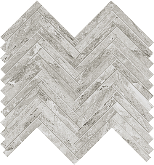 Jewelstone Silver Matte 1"X3" Herringbone | Color Body Porcelain | Floor/Wall Mosaic