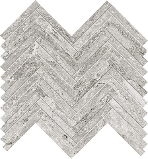 Jewelstone Silver Polished 1"X3" Herringbone | Color Body Porcelain | Floor/Wall Mosaic