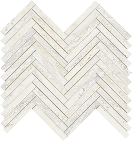 Jewelstone White Matte 1"X3" Herringbone | Color Body Porcelain | Floor/Wall Mosaic