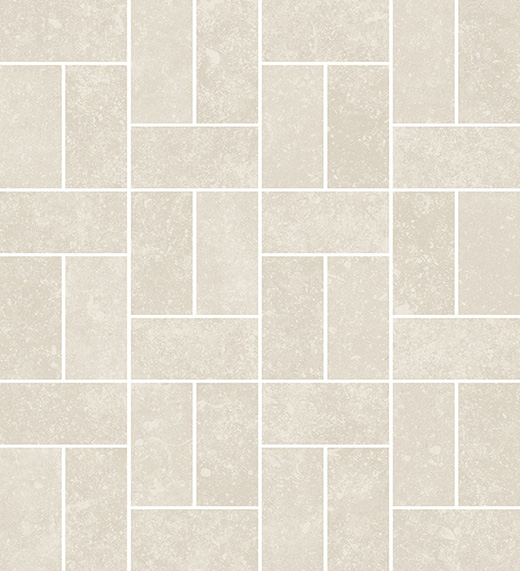 Kensington Antique White Matte 1.5"x3" Offset Basketweave Mosaic | Color Body Porcelain | Floor/Wall Mosaic