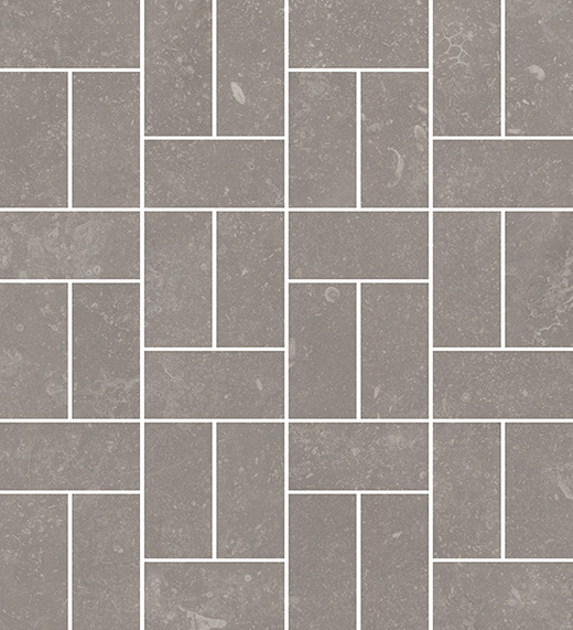 Kensington Atlas Gray Matte 1.5"x3" Offset Basketweave Mosaic | Color Body Porcelain | Floor/Wall Mosaic