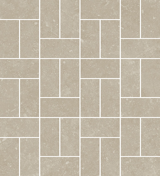 Kensington Historic Greige Matte 1.5"x3" Offset Basketweave Mosaic | Color Body Porcelain | Floor/Wall Mosaic