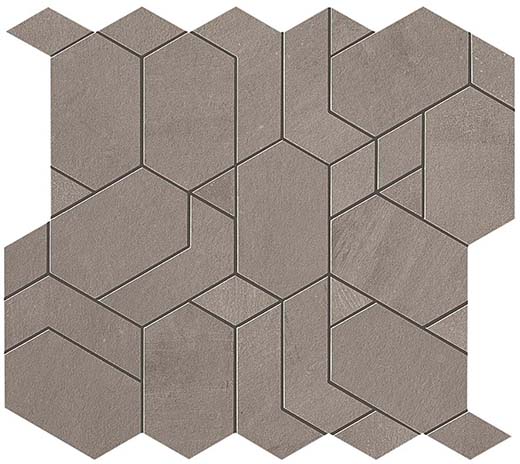 Koncrete Grey Matte Shapes Mosaic | Through Body Porcelain | Floor/Wall Mosaic