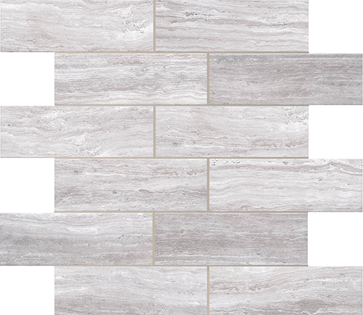 Lazio Grey Honed 2"x6" Brick Mosaic | Glazed Porcelain | Floor/Wall Mosaic