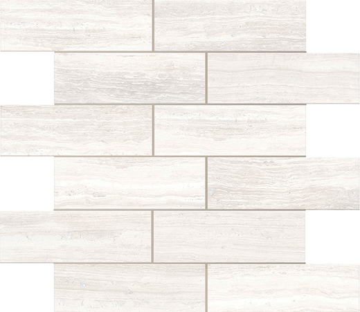 Lazio White Honed 2"x6" Brick Mosaic | Glazed Porcelain | Floor/Wall Mosaic
