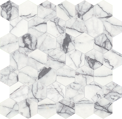 Lilac Volta Honed 2" Hexagon | Marble | Floor/Wall Mosaic