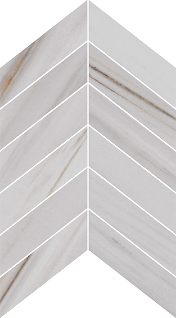 Luxury Majestic White Lasa Matte 2"x6" Chevron Mosaic | Color Body Porcelain | Floor/Wall Mosaic