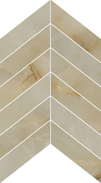 Luxury Opulent Beige Onyx Matte 2"x6" Chevron Mosaic | Color Body Porcelain | Floor/Wall Mosaic