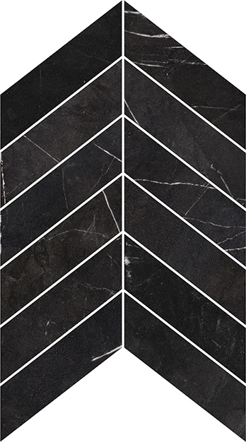 Luxury Regal Black Matte 2"x6" Chevron Mosaic | Color Body Porcelain | Floor/Wall Mosaic