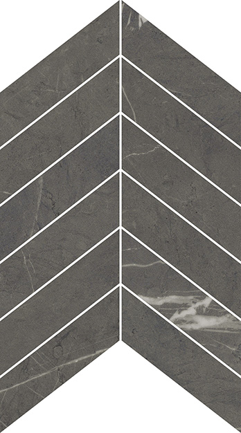 Luxury Sovereign Gray Matte 2"x6" Chevron Mosaic | Color Body Porcelain | Floor/Wall Mosaic