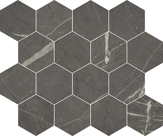 Luxury Sovereign Gray Polished 3"x3" Hexagon Mosaic | Color Body Porcelain | Floor/Wall Mosaic