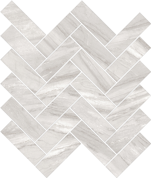 Marbella Alaska Grey Polished 12"x15" Herringbone Mosaic Sheet | Color Body Porcelain | Floor/Wall Mosaic