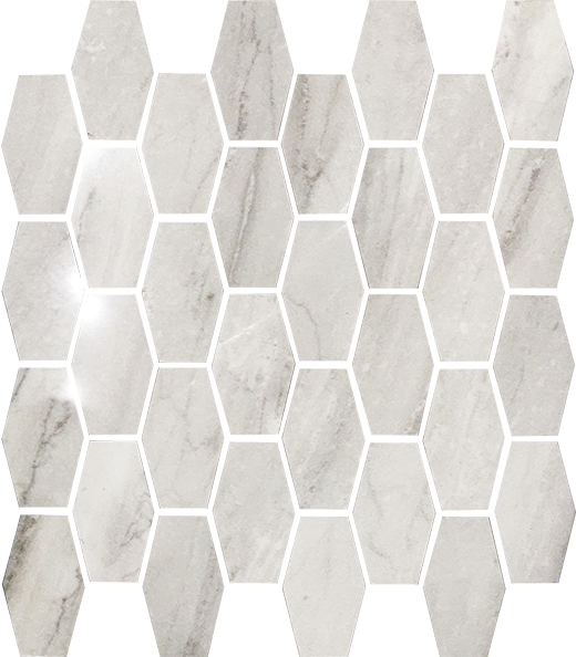 Marbella Alaska Grey Polished 12"x11" Hexagon Mosaic Sheet | Color Body Porcelain | Floor/Wall Mosaic