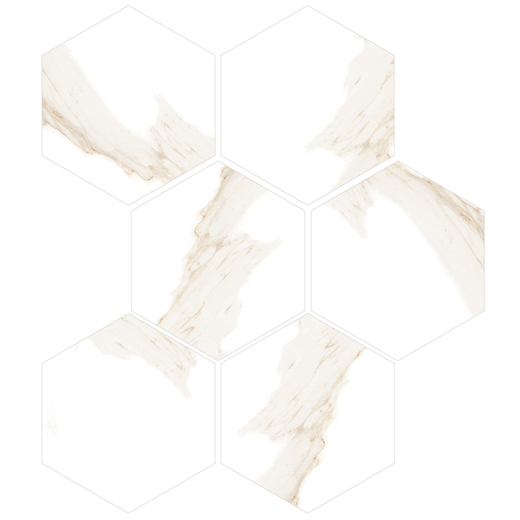 Marcel Fantasy Beige Carved 5" Hexagon | Porcelain | Floor/Wall Mosaic
