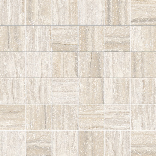 Marmol Travertini Bianco Honed 2"x2" (12"x12" Mosaic Sheet) | Glazed Porcelain | Floor/Wall Mosaic