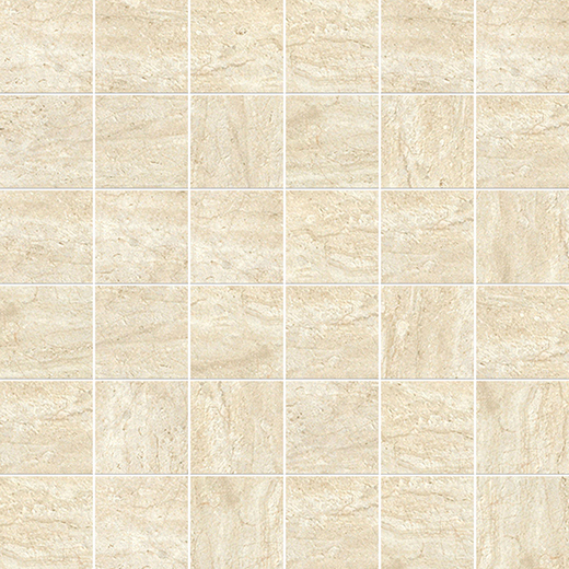 Marmol Crosscut Travertine Honed 2"x2" (12"x12" Mosaic Sheet) | Glazed Porcelain | Floor/Wall Mosaic