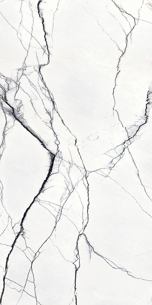 Maximus Marble Breach White Polished 63"x126" Bookmatch A | Color Body Porcelain | Slab