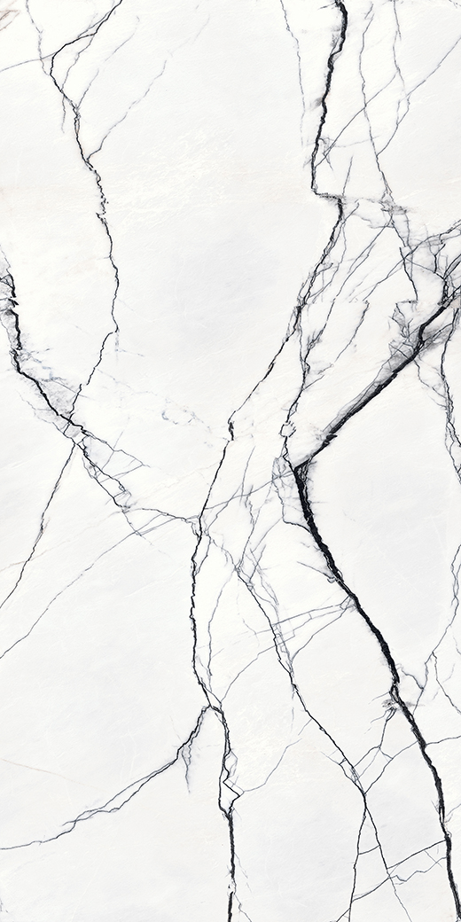 Maximus Marble Breach White Polished 63"x126" Bookmatch B | Color Body Porcelain | Slab