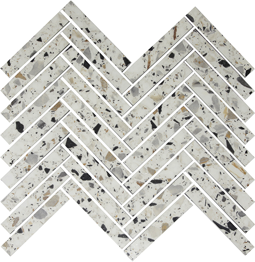 Melange Cream Natural 5/8"x4" Herringbone Mosaic | Color Body Porcelain | Floor/Wall Mosaic