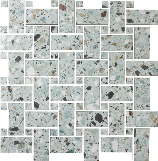 Melange Leaf Natural 1 3/8"x3" Basketweave Mosaic | Color Body Porcelain | Floor/Wall Mosaic