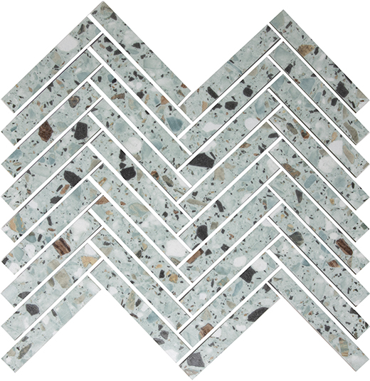 Melange Leaf Natural 5/8"x4" Herringbone Mosaic | Color Body Porcelain | Floor/Wall Mosaic