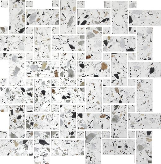 Melange White  Natural 1 3/8"x3" Basketweave Mosaic | Color Body Porcelain | Floor/Wall Mosaic