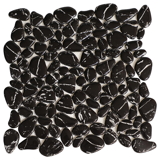 Micro Crystal Pebbles Nero Polished Pebbles Mosaic | Glass | Floor/Wall Mosaic