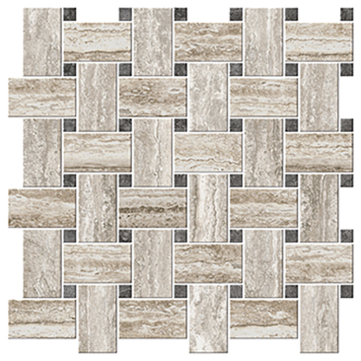 Mineral Springs Beige Veincut Matte Basketweave | Color Body Porcelain | Floor/Wall Mosaic