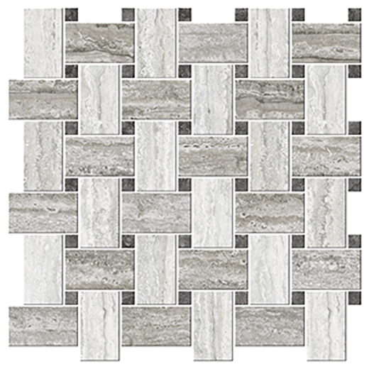 Mineral Springs White Veincut Matte Basketweave | Color Body Porcelain | Floor/Wall Mosaic