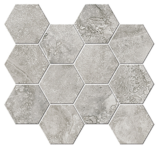 Mineral Springs Grey Crosscut Matte 3" Hexagon | Color Body Porcelain | Floor/Wall Mosaic