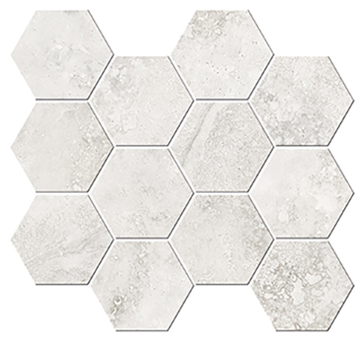 Mineral Springs White Crosscut Matte 3" Hexagon | Color Body Porcelain | Floor/Wall Mosaic