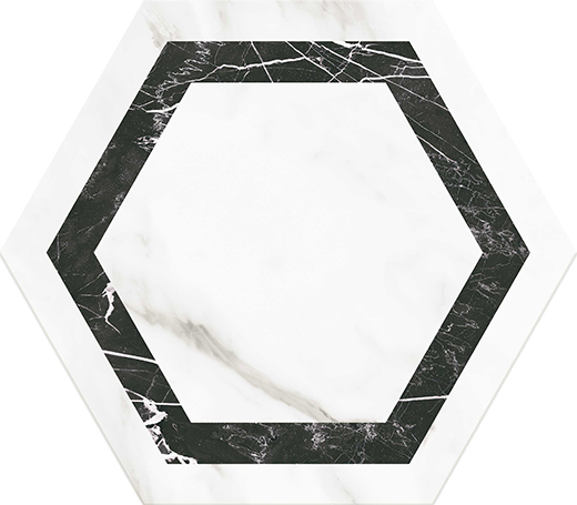 Outlet Monaco Venato Matte 11" Hexagon Deco Venato Dark | Glazed Porcelain | Floor/Wall Decorative