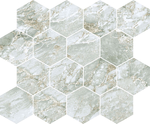 Montblanc Aquamarine Polished Hexagon Mosaic | Color Body Porcelain | Mosaic