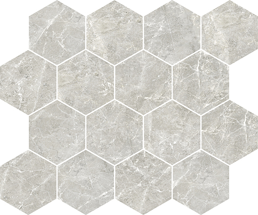 Montblanc Supreme Grey Polished Hexagon Mosaic | Color Body Porcelain | Mosaic