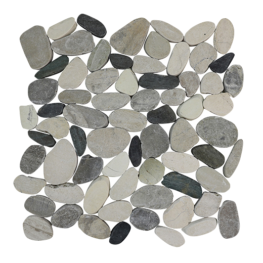 Natural Stone Pebbles Sliced Cool Blend Natural Oval Sliced Pebbles Mosaic | Stone | Floor/Wall Mosaic