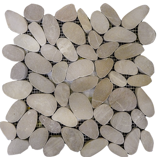 Natural Stone Pebbles Oval/ Cream Natural Oval Sliced Pebbles Mosaic | Stone | Floor/Wall Mosaic