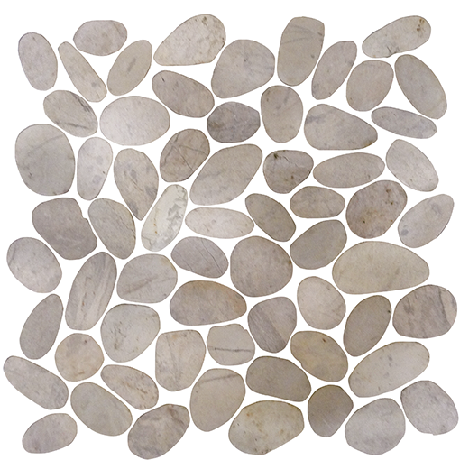 Natural Stone Pebbles Oval/ Light Grey Natural Oval Pebbles Mosaic | Stone | Floor/Wall Mosaic