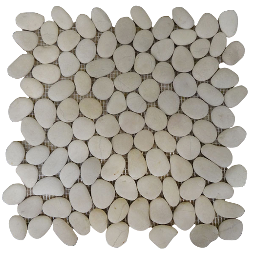 Natural Stone Pebbles Round / White Natural Round Pebbles Mosaic | Stone | Floor/Wall Mosaic