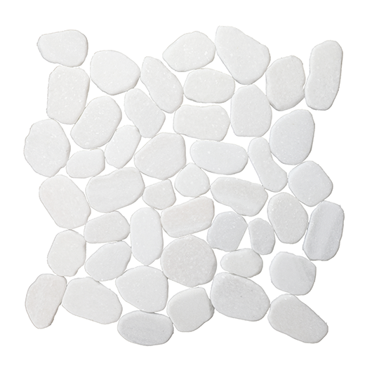 Natural Stone Pebbles Sliced White Natural Oval Sliced Pebbles Mosaic | Stone | Floor/Wall Mosaic