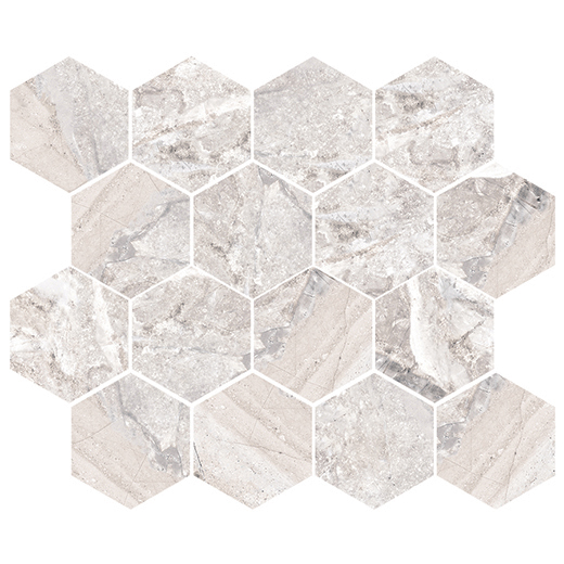 Neolith Bedrock Beige Matte 3" Hex | Glazed Porcelain | Floor/Wall Mosaic
